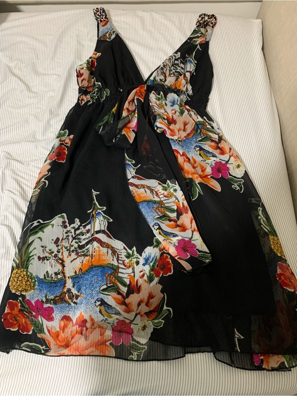 Twenty One Black Floral Dress with Multicolor Flowers